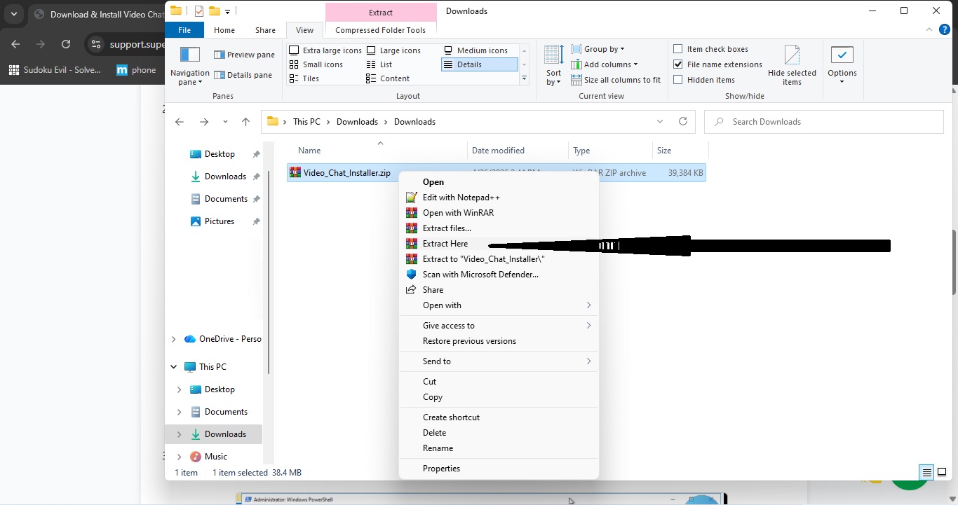 Installation window with options selected and Accept and Install button highlighted